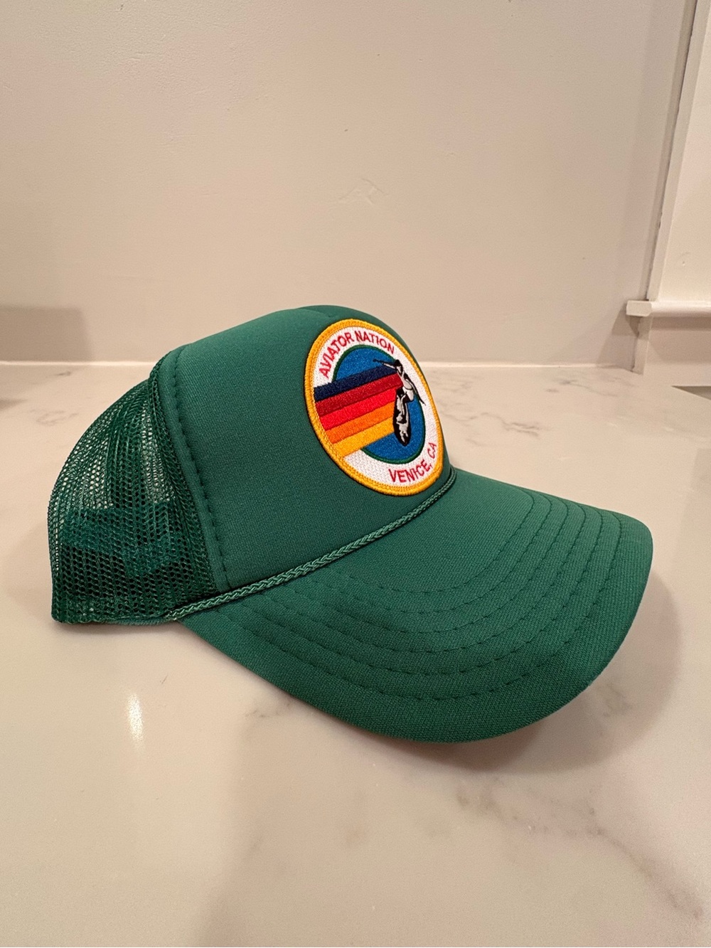 Aviator Nation Emerald Green Trucker Hat with Retro Patch
